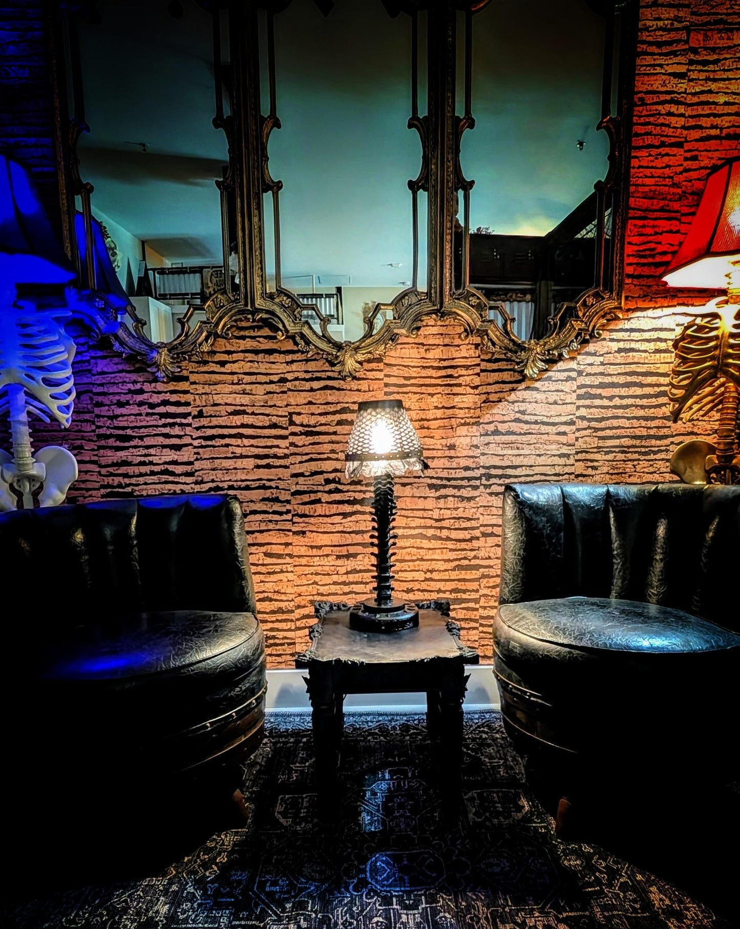 Gothic Skeleton Desktop Lamp - Life-Size-Anatomically accurate spine with handmade shade!