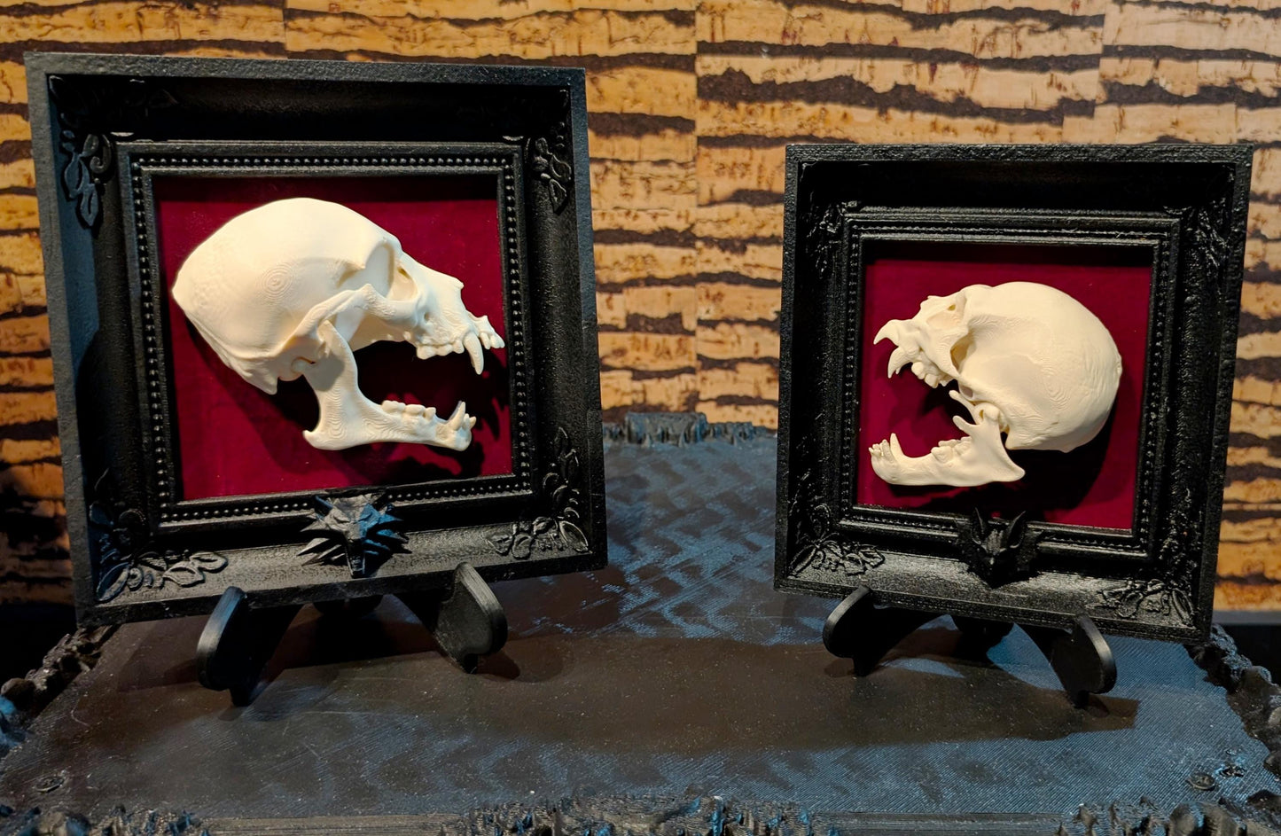 Anatomically Correct Vampire Skull in Gothic Frame - Horror Collector's Art