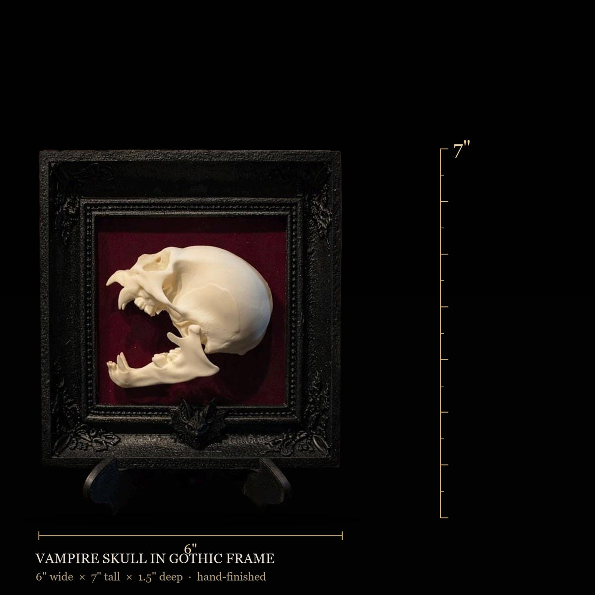 Scale reference — Vampire Skull. Hand-finished by Cozy AF Sweatshop.