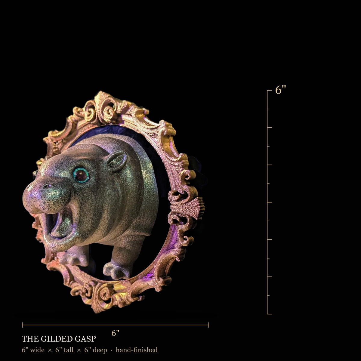 Scale reference — The Gilded Gasp. Hand-finished by Cozy AF Sweatshop.