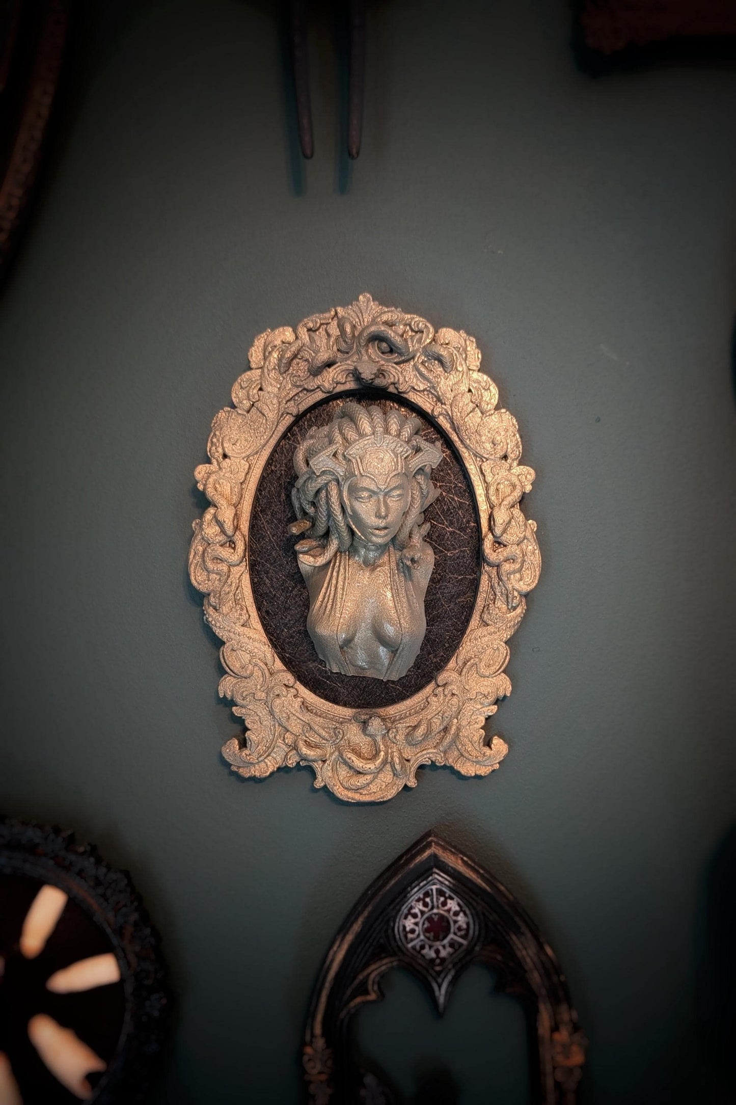 Baroque Serpent Reliquary – Custom Framed Snake Skeleton Wall Art