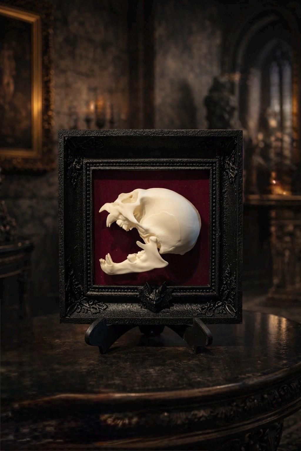Baroque Serpent Reliquary – Custom Framed Snake Skeleton Wall Art