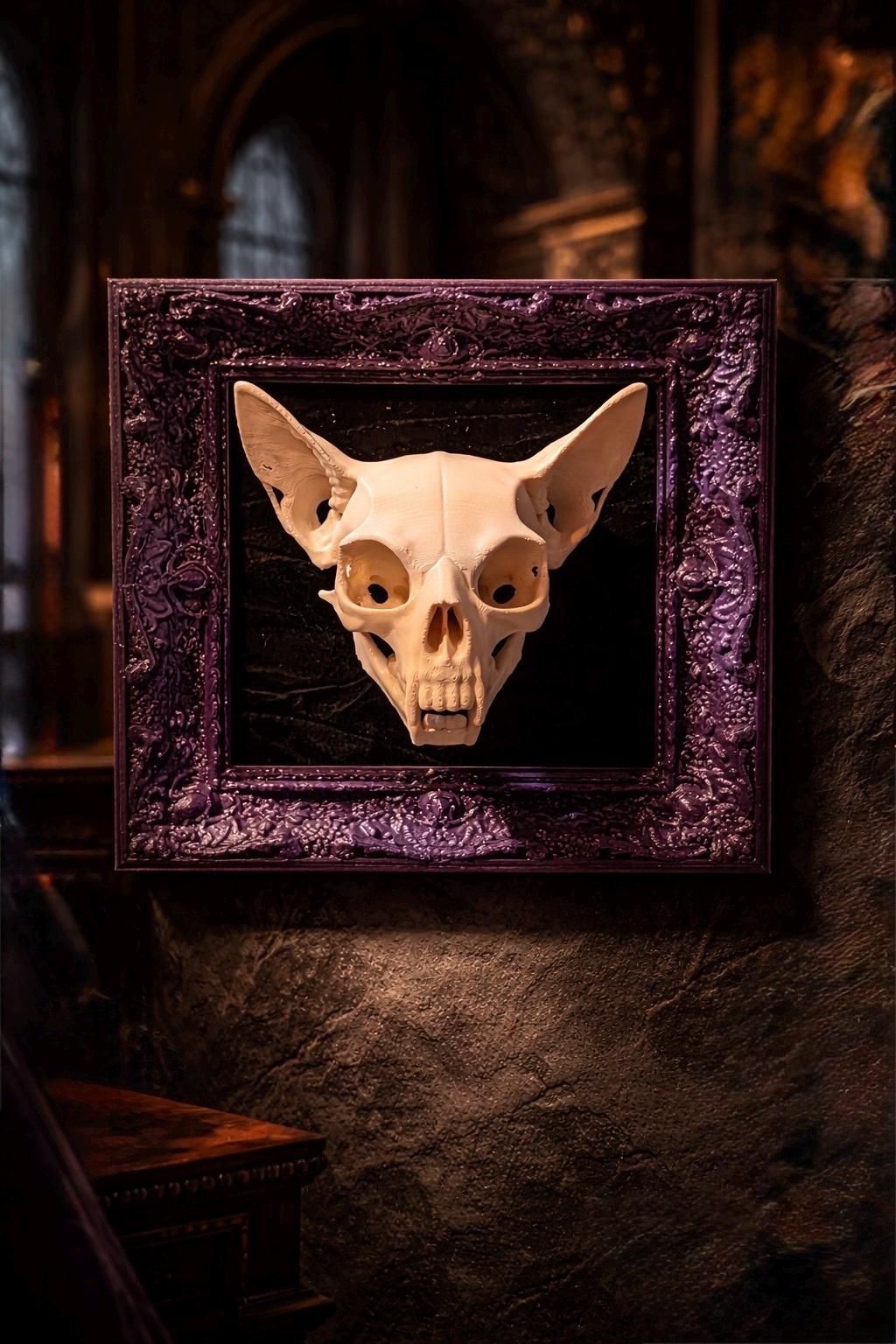 Baroque Serpent Reliquary – Custom Framed Snake Skeleton Wall Art