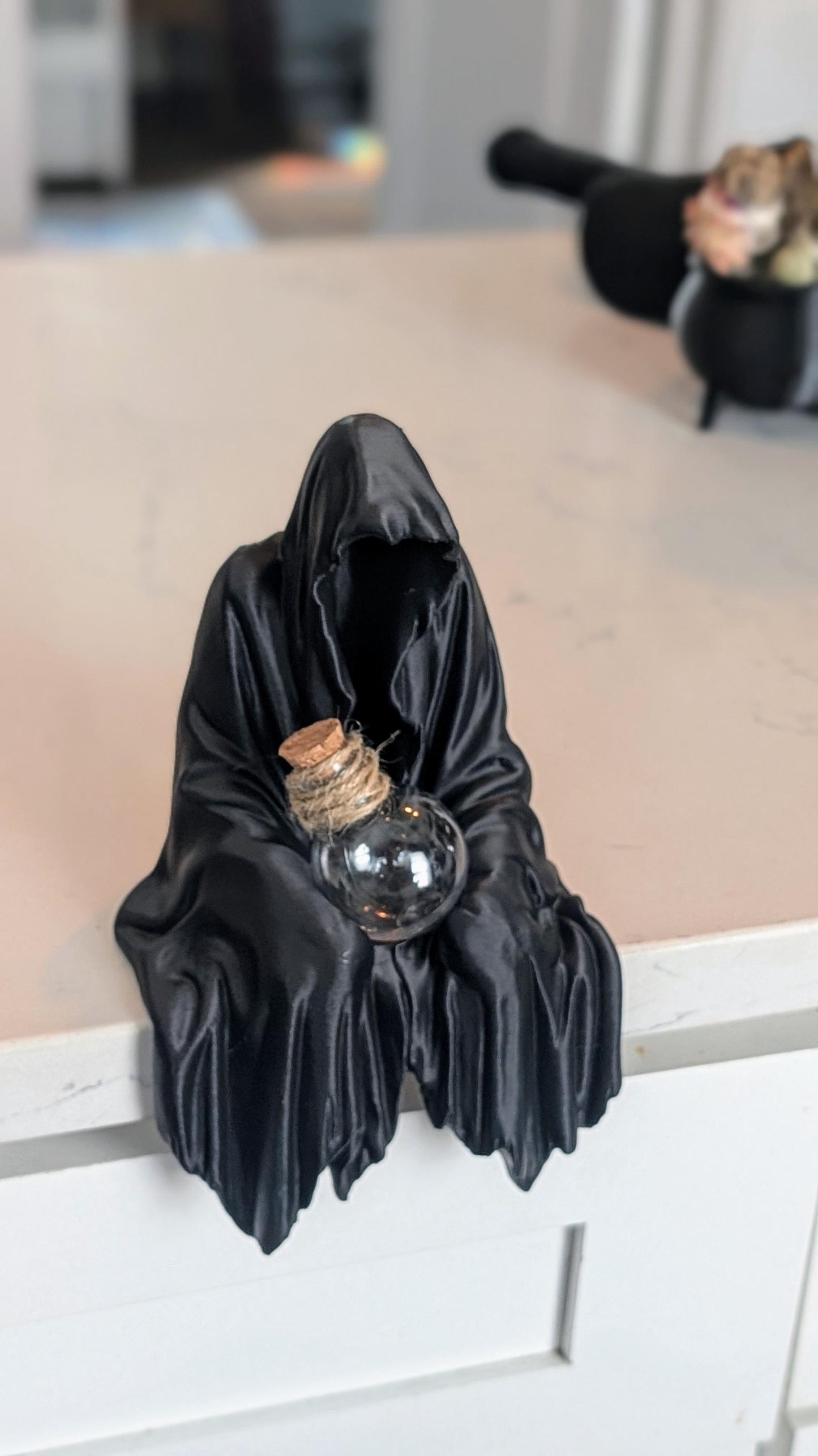 Phantom Trinket Holder - Gothic Cloaked Specter with Potion Bottle