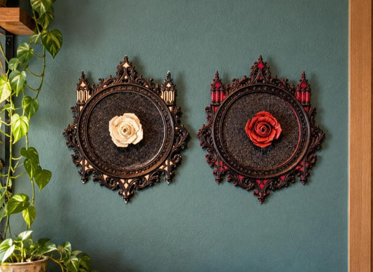 Gothic Rose wall art in Red and Beige