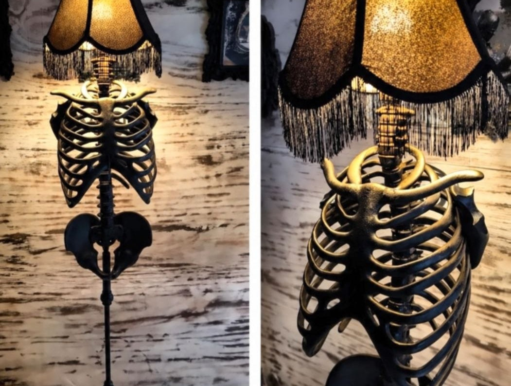 The House Spine floor lamp ribcage detail