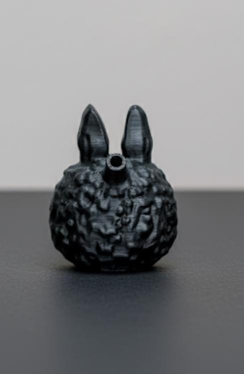 Blacked-Out Labubu Mayan Death Whistle - Gothic Art Toy Collectible