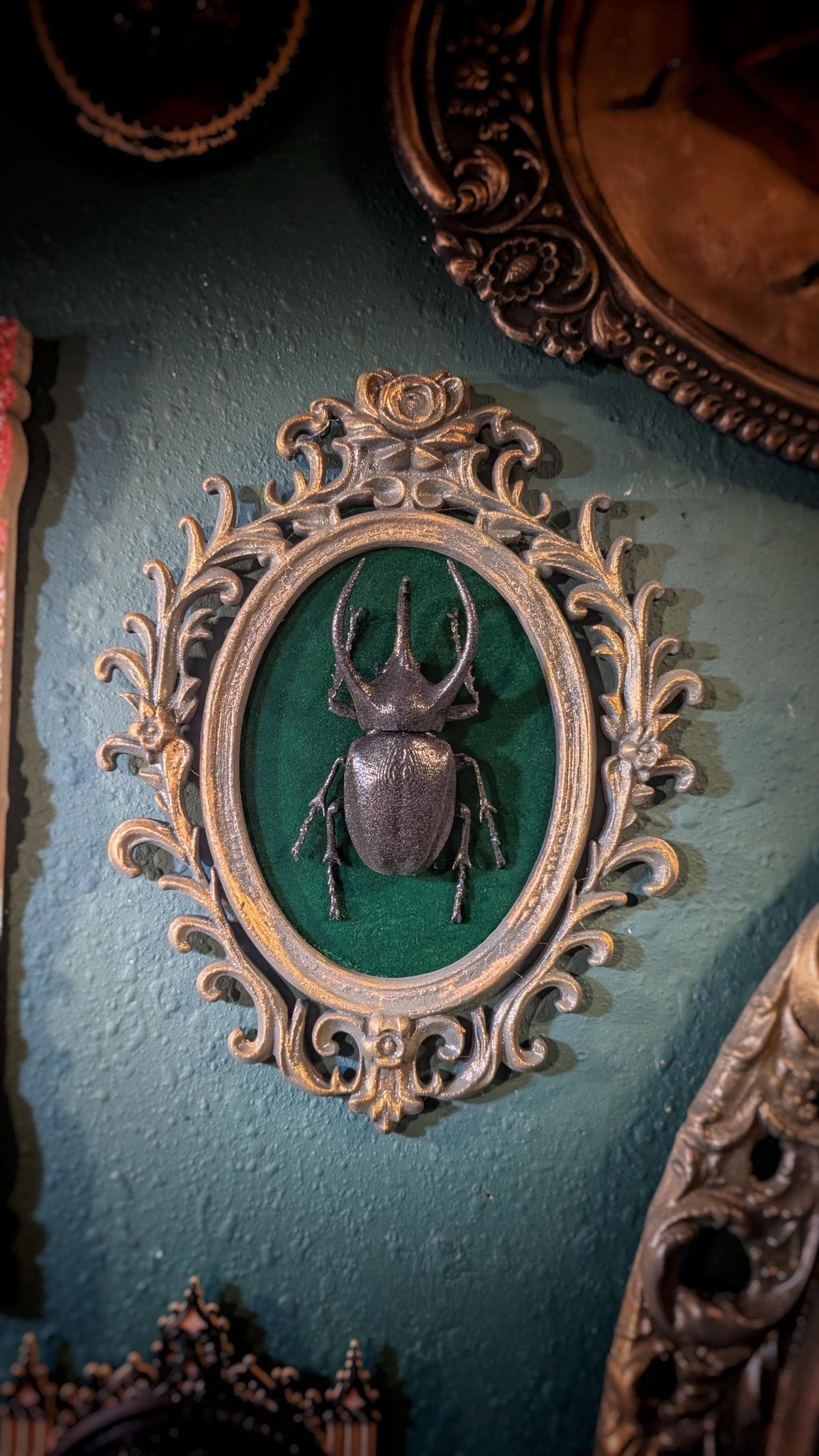 Rhinoceros beetle wall art — handmade gothic art by Cozy AF Sweatshop (1)