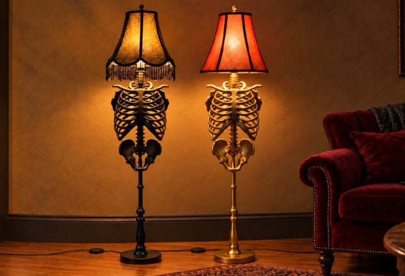 The House Spine floor lamp beside the No Rib Cage floor lamp
