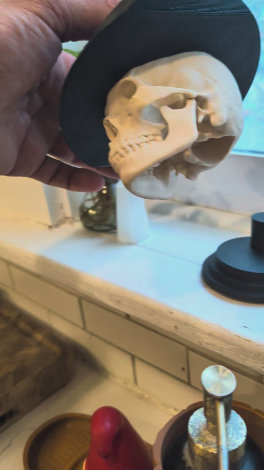 Dope AF Skull with Cowboy Hat | Gothic Western Home Decor | Skull Sculpture | Desk Shelf Art | Unique Gift | Sweatshop Engineer