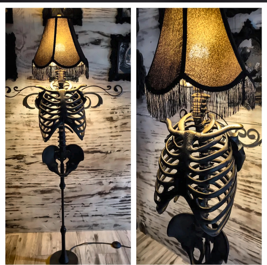 Gothic Skeleton Floor Lamp - Life-Size-Anatomically accurate Lamp with Vintage Shade